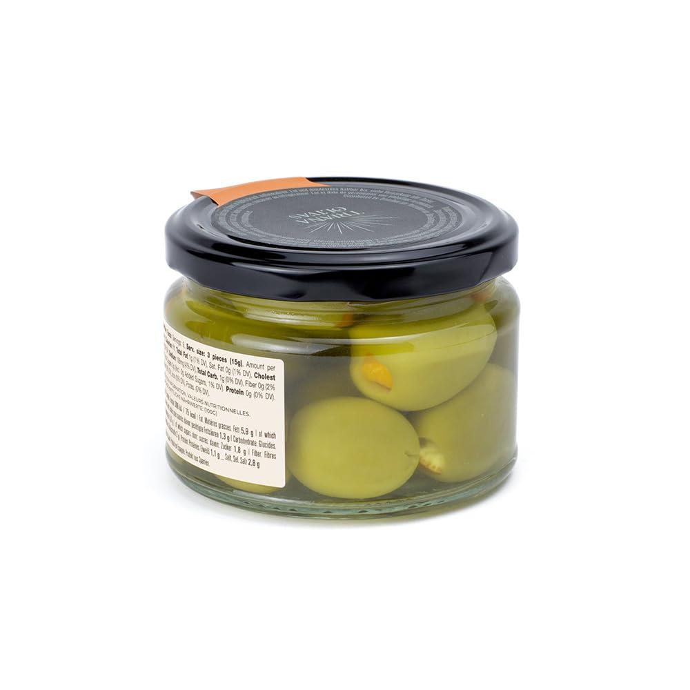 Don Gastronom Triana Olivas by Don Gastronom. Gordal Olives from Seville stuffed with Orange. 280g (9.88oz)
