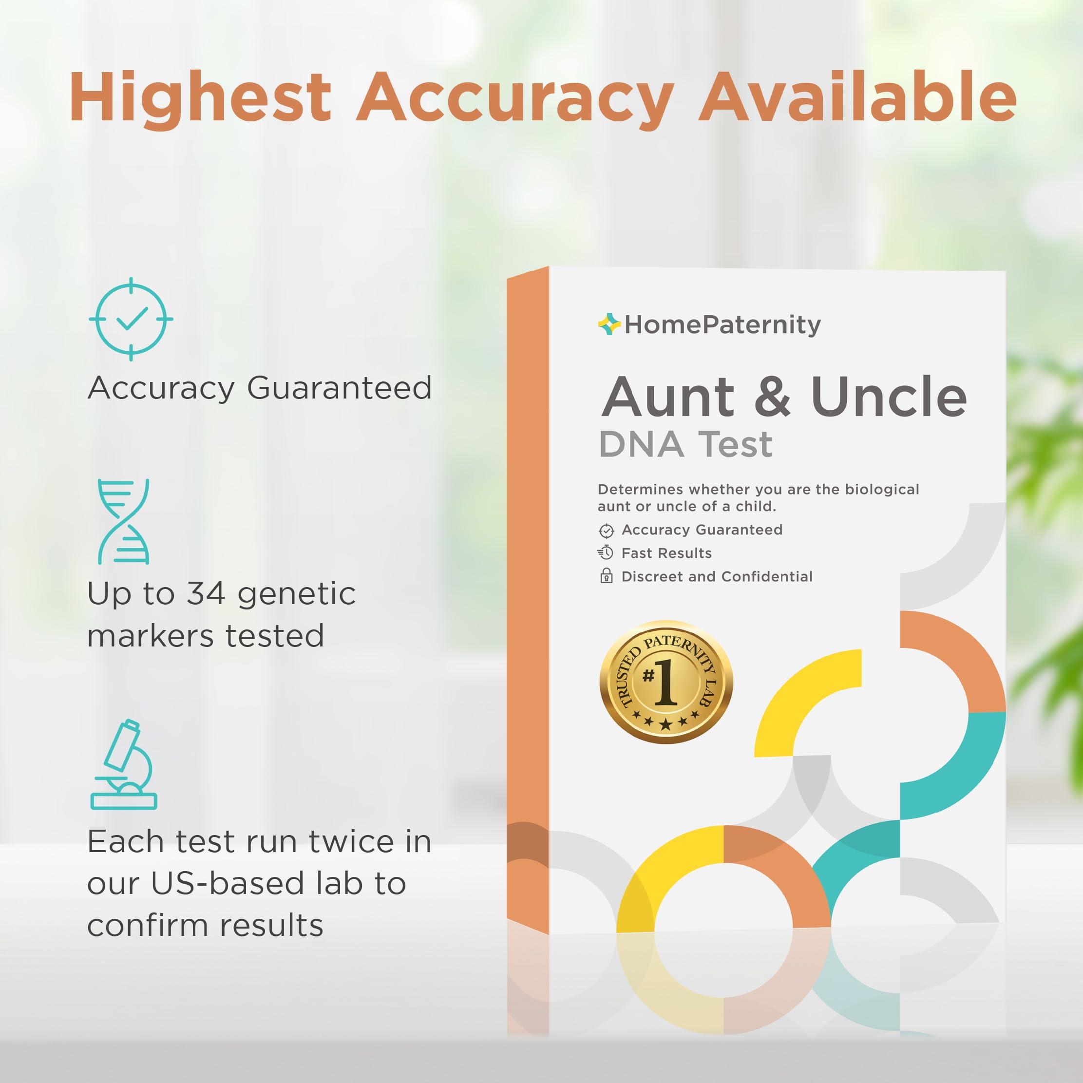 HomePaternity HomePaternity Aunt/Uncle DNA Test, Fast Results, Highest Accuracy Available with Up to 34 Genetic Markers Tested, All Lab Fees & Shipping Included, Test Niece or Nephew, Test Paternity Without Father