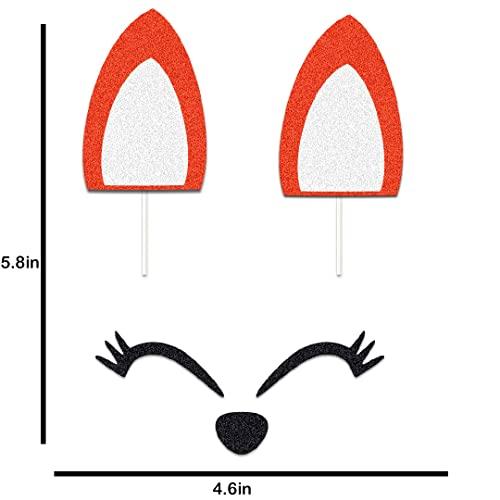 ChoJoy Fox Cake Topper Fox Ears Set Cake Decorations for Fox Themed Birthday Party