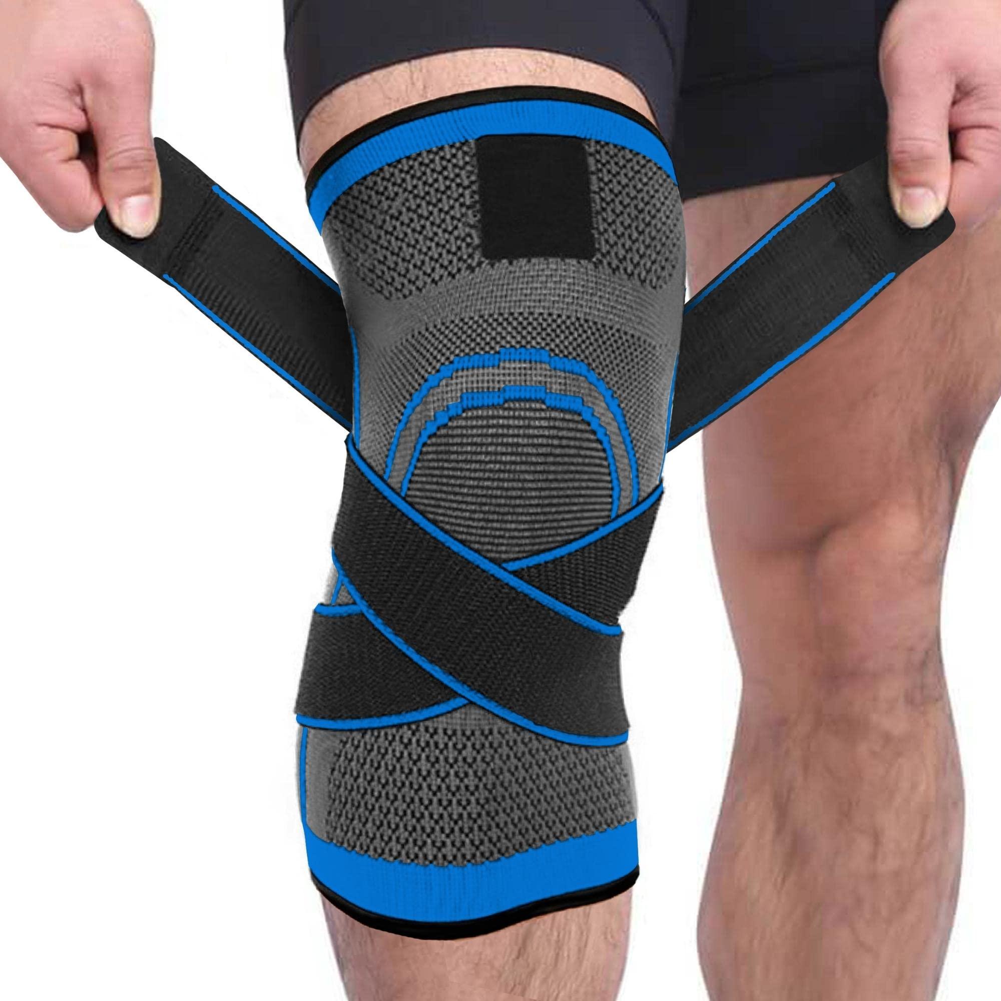 DCF DCF Knee Braces, Knee Sleeve for Men and Women - knee compression sleeve, knee Pain Relief, fitness knee Support for Sports Arthritis Working Out Running Basketball, Weightlifting, Gym (3XL, Blue)