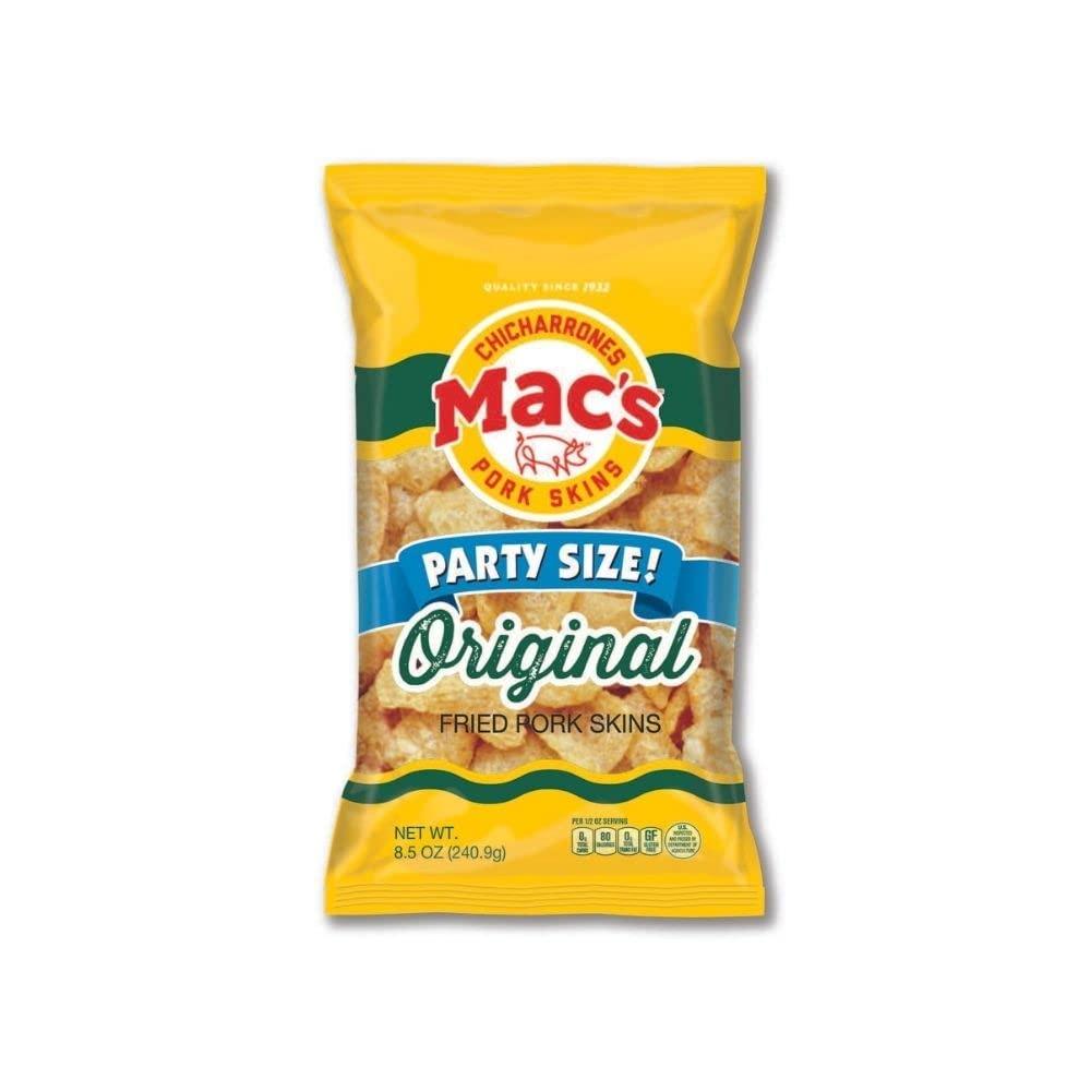 Mac's Mac's Original Pork Skins, Low Carb, Keto Friendly Snack 8.5 OZ (Pack of 3)