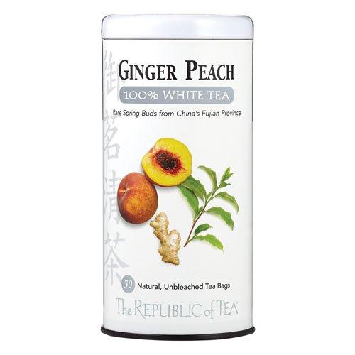 The Republic of Tea The Republic of Tea Ginger Peach 100% White Tea, 50 Tea Bags, Fancy Peach And Spicy Ginger Tea