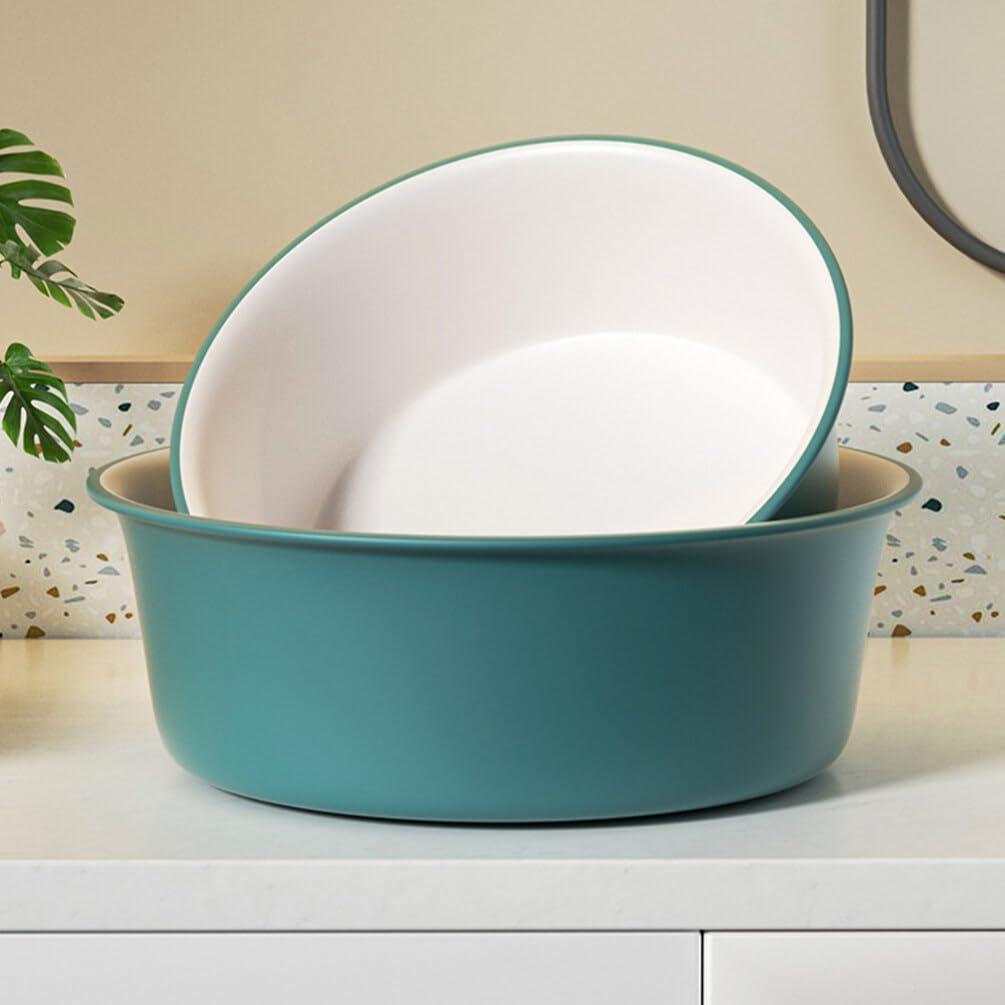 Housoutil Housoutil 2 Pcs Plastic Wash Basin Round Dish Pan Wash Tub Bathroom Water Tub Face Cleansing Basin for Home Kitchen and Camping M