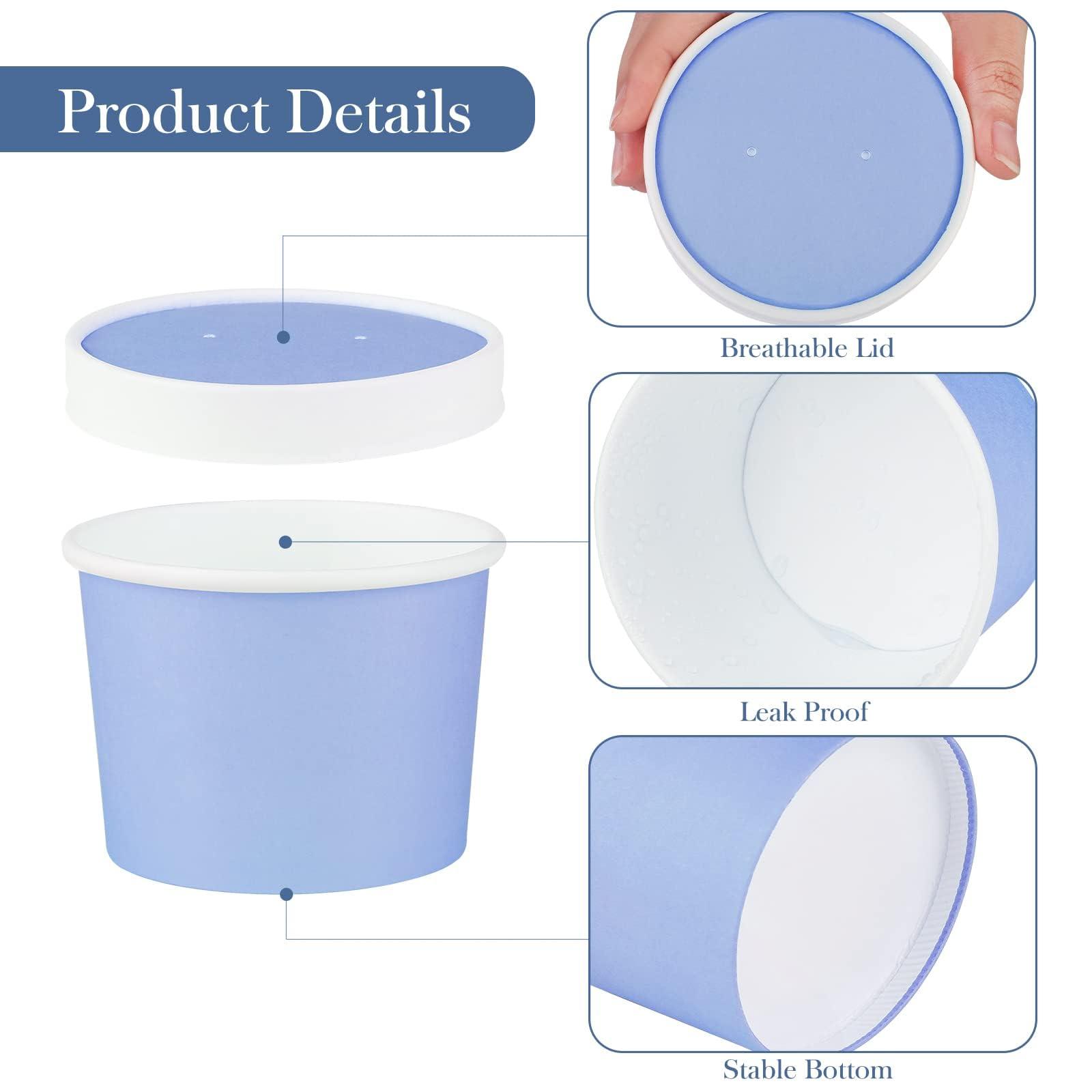 Ruisita Ruisita 50 Pack Ice Cream Containers with Lids 8 Ounces Disposable Soup Bowls with Lids Paper Ice Cream Sundae Cups Treat Cups with Lids Protect Frozen Desserts like Yoghurt, Assorted Colors