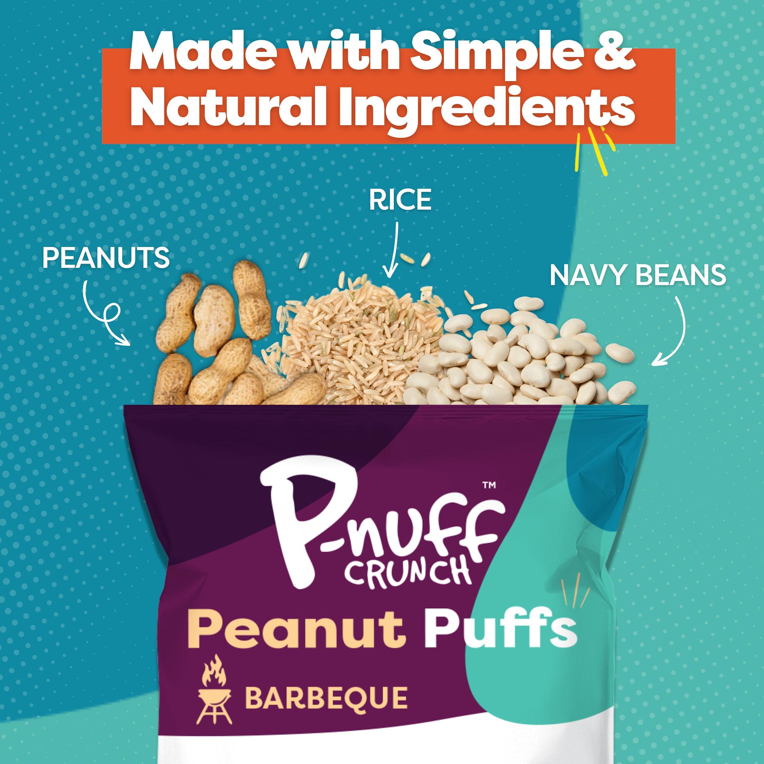 P-Nuff Pnuff Crunch Peanut Butter Puffs - Healthy Snacks, Low Calorie Snacks, Gluten Free Snacks, Vegan, High Protein, Keto, Office Snacks, Low Sugar, as Seen on Shark Tank - Barbeque, 4 Oz Bag (Pack of 6)
