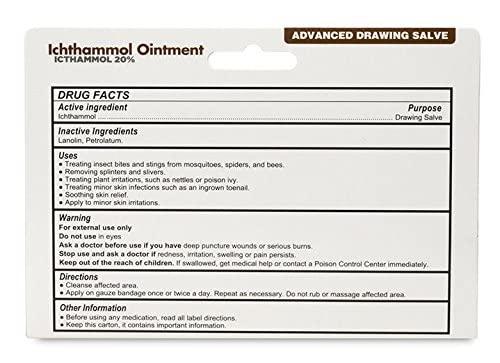 Globe Globe Ichthammol Ointment 20% (Drawing Salve) 1 OZ - Soothing Skin Relief, Treatment of Eczema, Acne, Boils, Splinters, Bee Stings - Maximum Strength