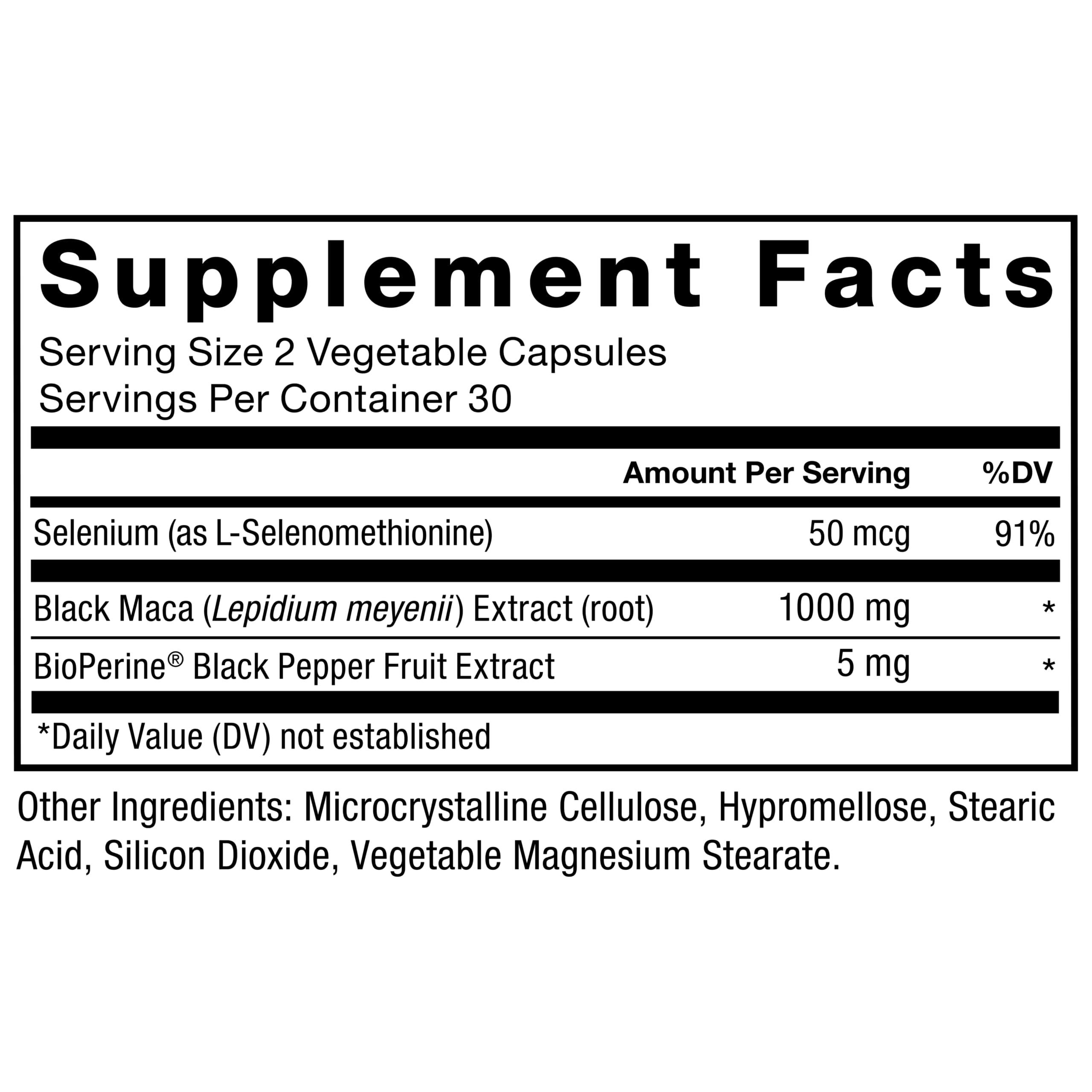 Force Factor FORCE FACTOR Black Maca Root Supplement for Men, 1000mg Maca Negra Extract for Energy, Hormonal Balance & Vitality, Superior Absorption with BioPerine, 120 Capsules, 2-Pack