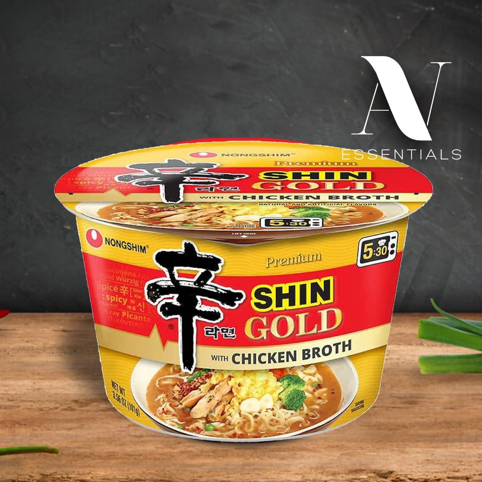 Nongshim Nongshim Gourmet Shin Gold, 6 pack Big Bowl, Rich Spicy Chicken Broth, Sauce Packet, Premium Microwavable Instant Ramyun Soup Mix, Savory & Rich
