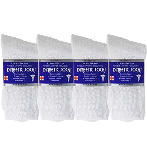 NevEND NevEND Diabetic Cotton Crew Socks Health Circulatory Physicians Approved Mens Womens White 12 Pairs 10-13
