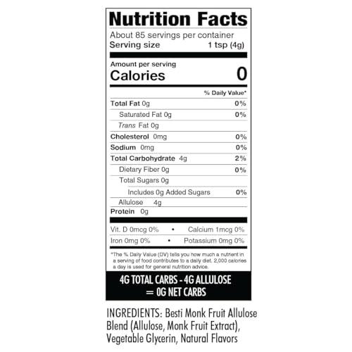 Wholesome Yum Wholesome Yum Besti Natural Brown Sugar Substitute - Keto Brown Monk Fruit Sweetener Blend With Allulose (No Erythritol) - Non GMO, Zero Carb, Zero Calorie, Sugar Free, No Aftertaste (12 oz, 2 Pack)