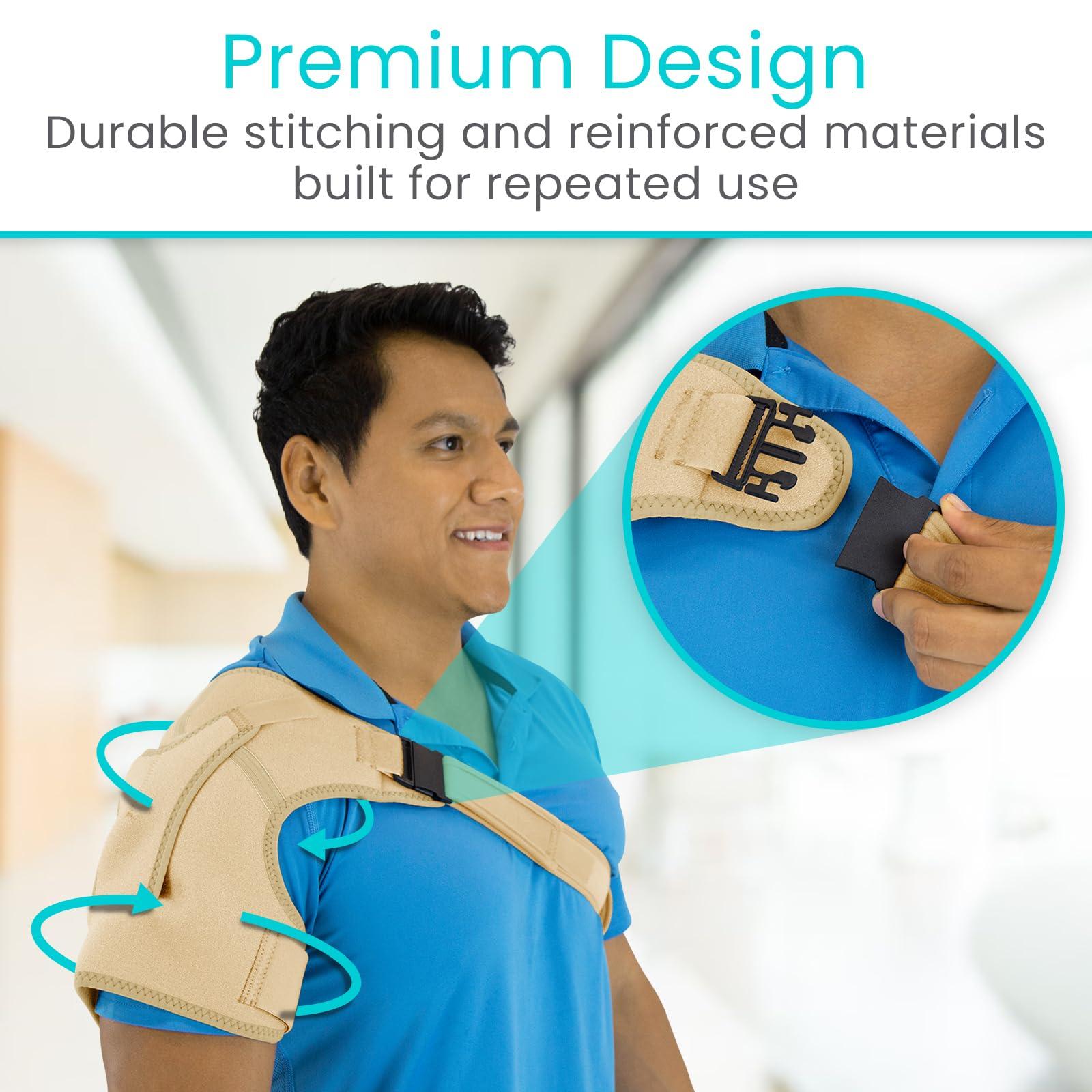 Vive Vive Shoulder Brace for Women - Injury Recovery Compression Support Sleeve - for Rotator Cuff Injuries, Arthritis, Sprain, Dislocation, PT - Targeted Inflammation Pain Relief (Beige, Medium)