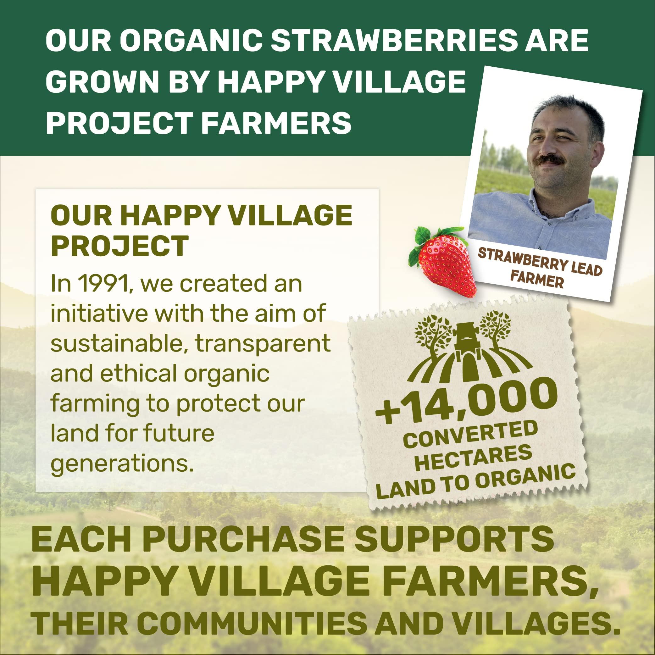 Happy Village Happy Village Organic Whole Dried Strawberries, 18 OZ Resealable Pack- Soft & Juicy, Kosher, Non-GMO, No Refined Sugar, Organic Apple Juice Infused Organic Dried Strawberry