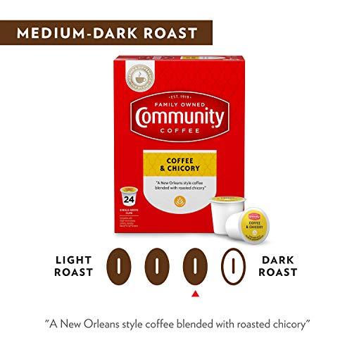 Community Coffee Community Coffee & Chicory 24 Count Coffee Pods, Medium-Dark Roast, Compatible with Keurig 2.0 K-Cup Brewers