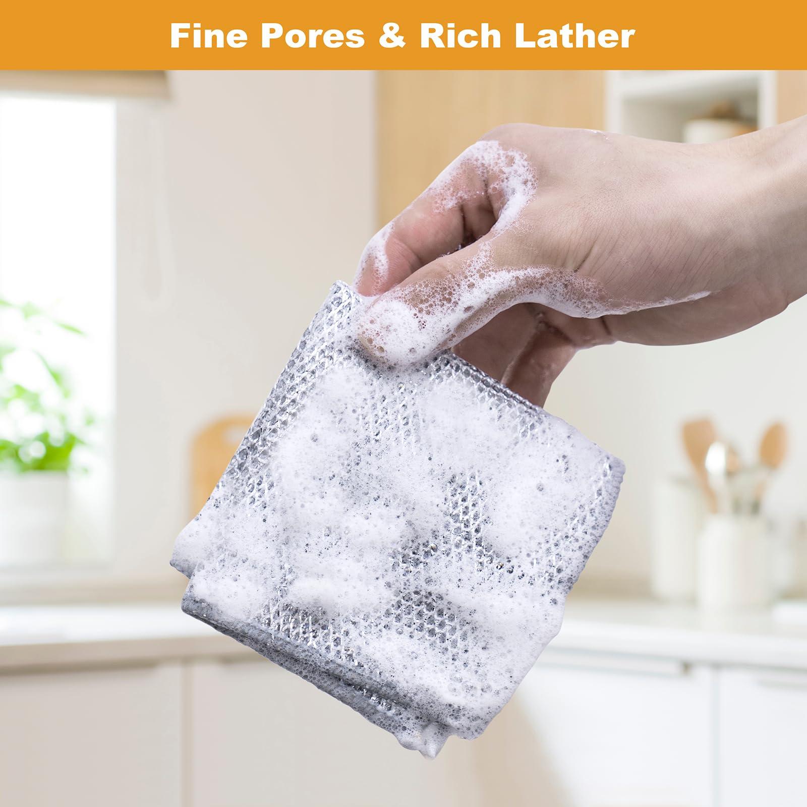 Inkhut Inkhut Non Scratch Wire Dishcloth, Multipurpose Wire Dishwashing Rag for Wet and Dry, Multifunctional Dish Rags for Washing Dishes, Reusable Steel Wool Scrubber for Kitchen Cleaning