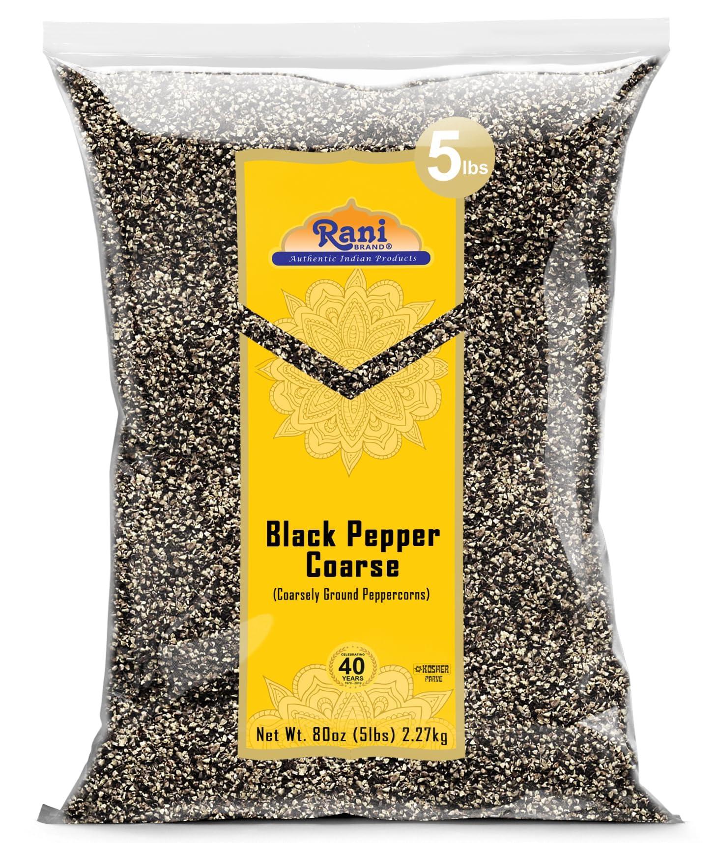 Rani Brand Authentic Indian Products Rani Black Pepper Coarse Ground 28 Mesh (Table Grind), 80oz (5lbs) 2.27kg Bulk ~ All Natural | Vegan | Gluten Friendly | NON-GMO | Kosher