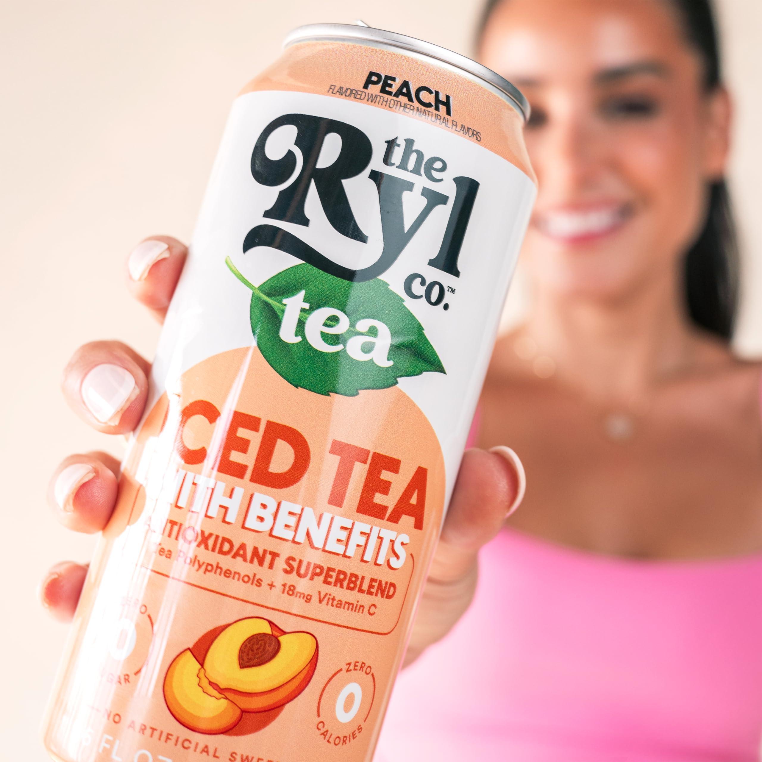 The Ryl Co Ryl Iced Tea, Peach, Antioxidant Superblend, Zero Sugar, Low Carb, Zero Calorie Iced Tea, 16.0 Fl Oz (12-Pack)