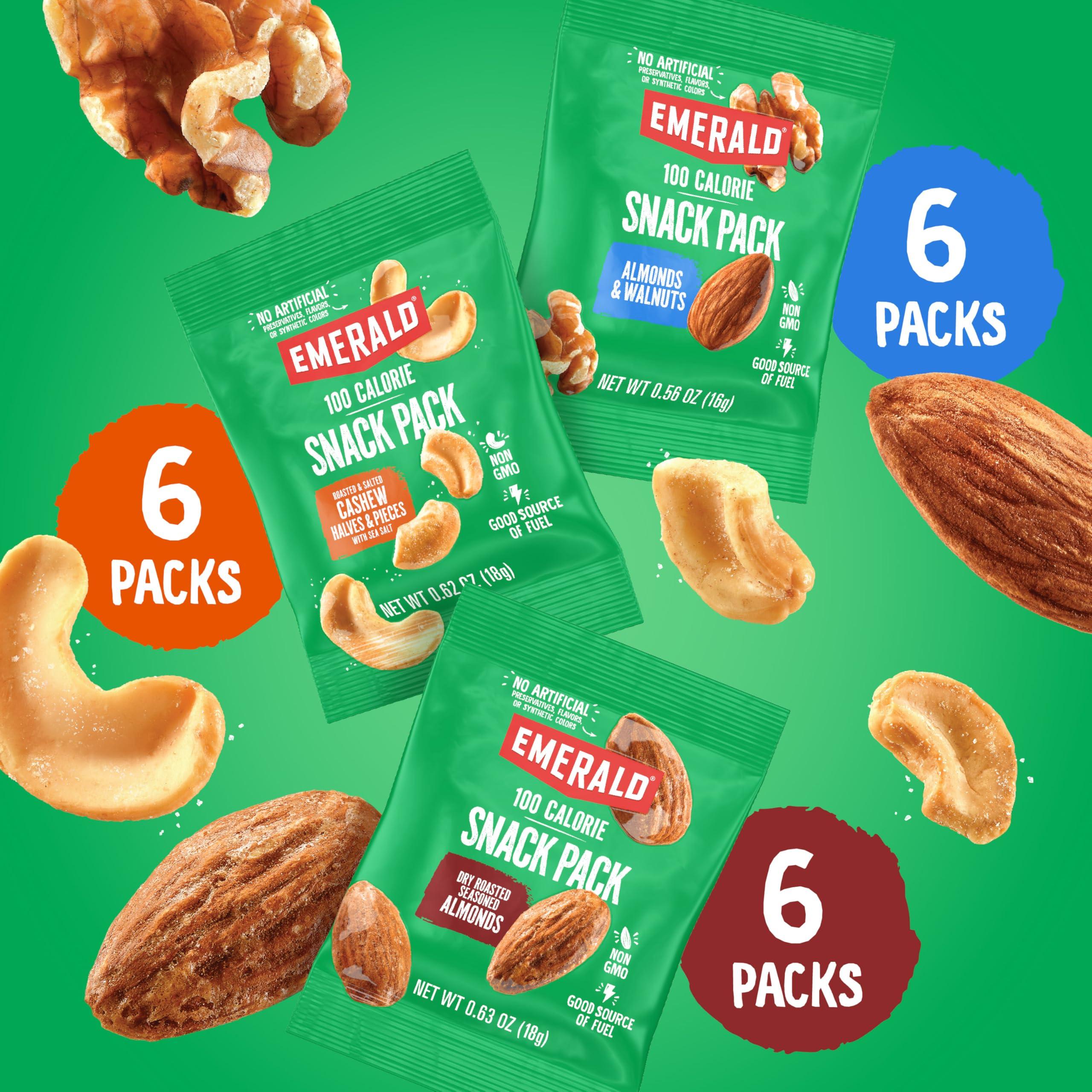 Emerald Emerald Nuts Mixed Nuts Variety Pack 18ct (1-Pack) , 100-Calorie Individual Packs , Features Dry Roasted Almonds, Natural Almonds & Walnuts, and Roasted & Salted Cashews