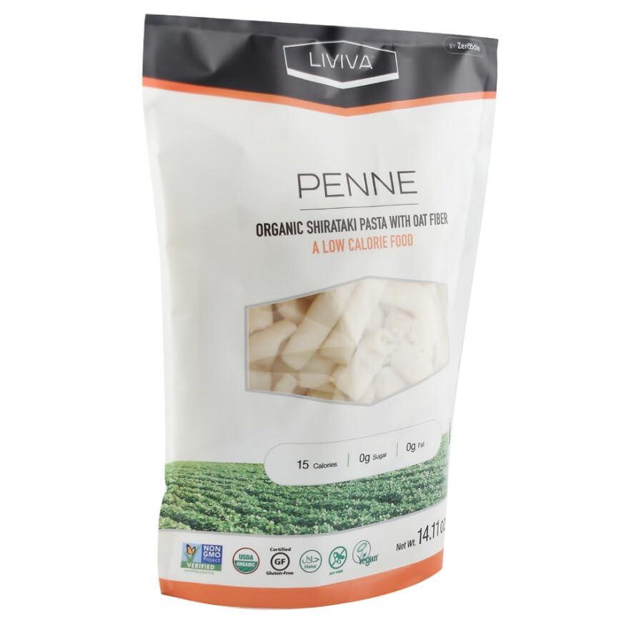 LIVIVA LIVIVA Organic Shirataki Konjac Penne Noodle 2 Pk (36.67 oz) Diabetic-Friendly Low Carb, Low Calorie Pasta Noodles Ready to Serve No Odor, Certified Non-GMO, Gluten Free, Vegan, Plant-Based, Keto, Kosher, Halal