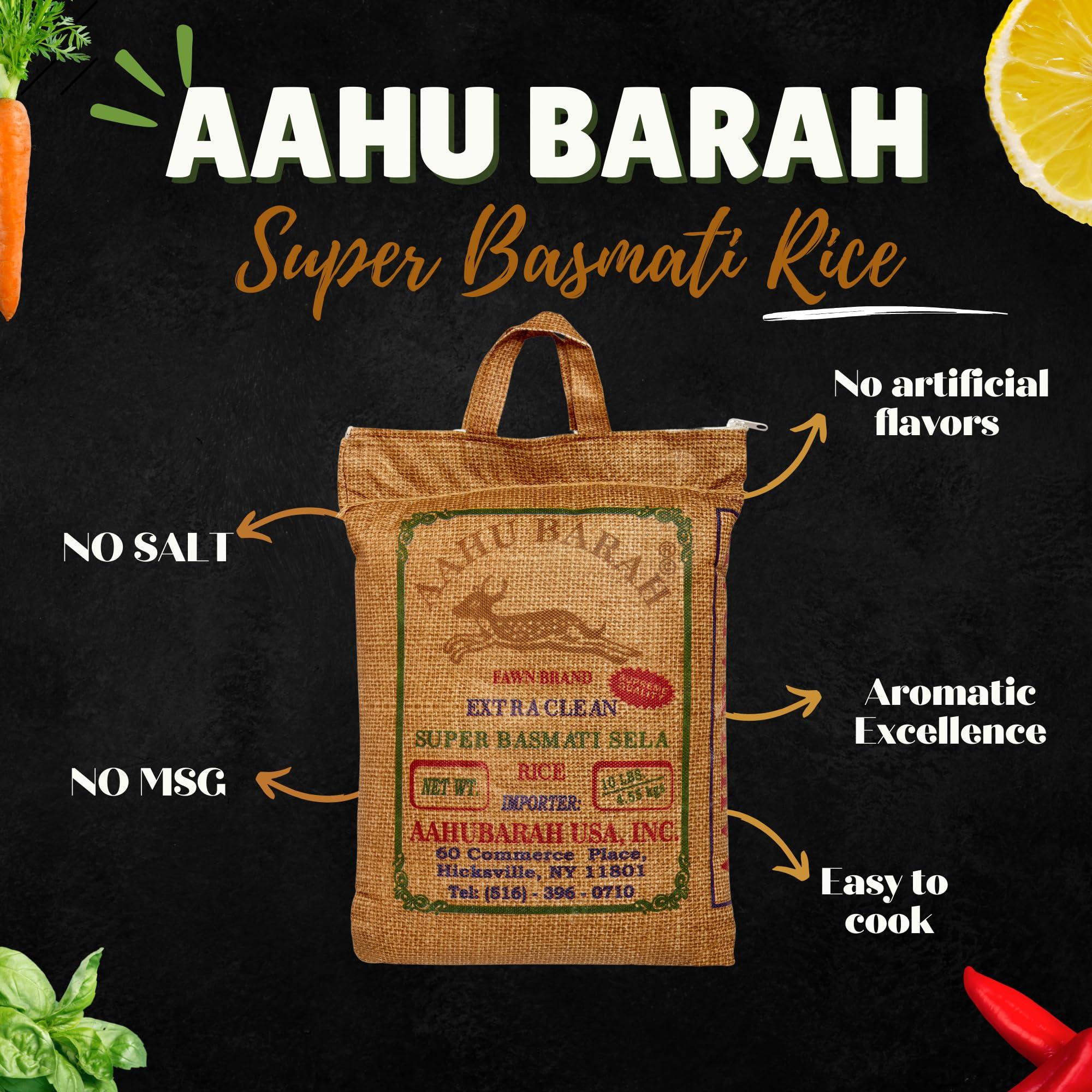 Aahubarah Aahu Barah Basmati Sela Rice - Extra-Long Grain for Superior Culinary Delights 10lb Pack