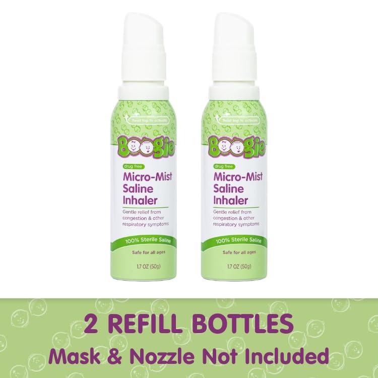 Boogie Boogie Micro-Mist Saline Inhaler Refill, 1.7oz Unscented - Pack of 2