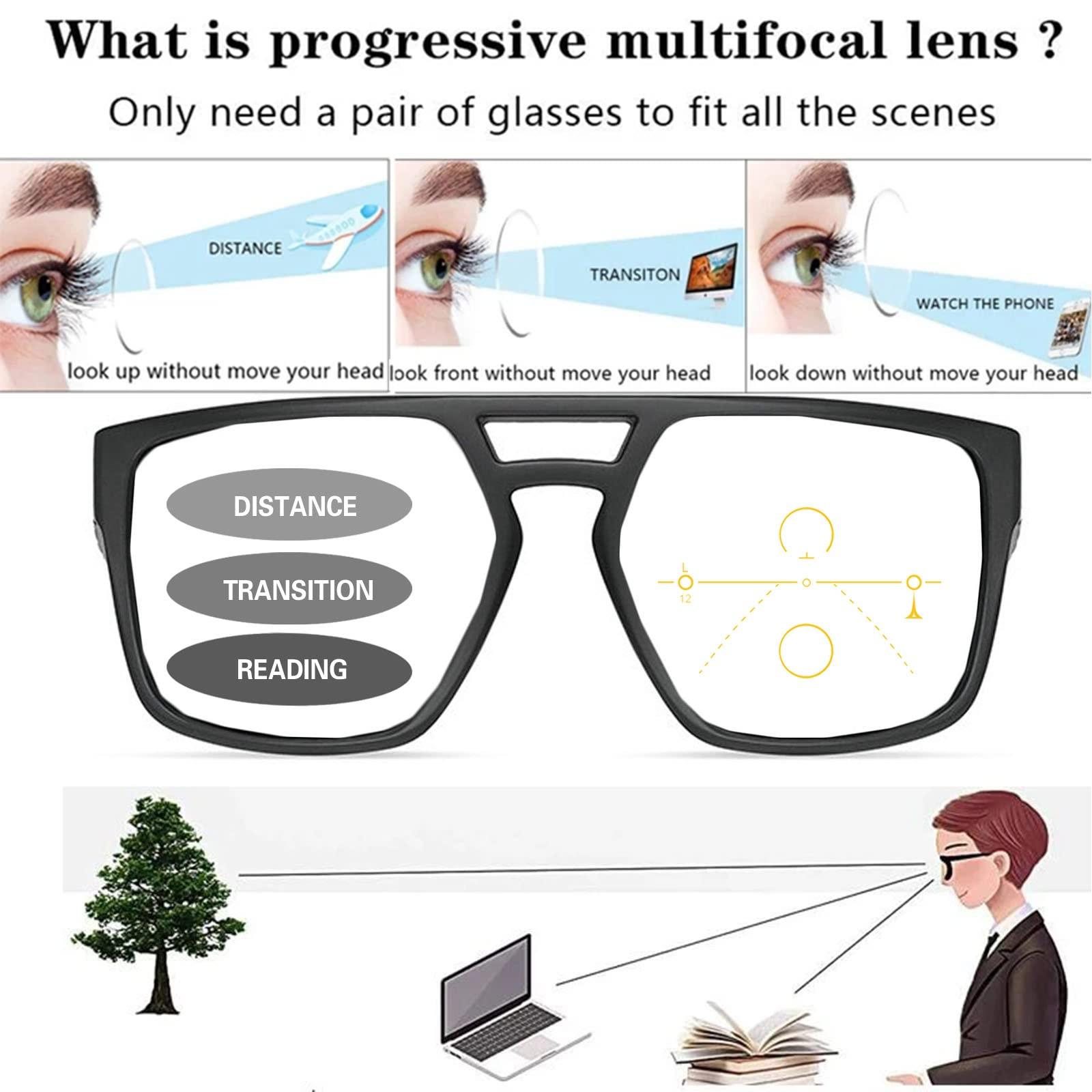 willochra Photochromic Progressive Multifocal Reading Glasses for Men Near Far Presbyopic Sport Driving Transition Reader Sunglasses (black, 1.0, multiplier_x)