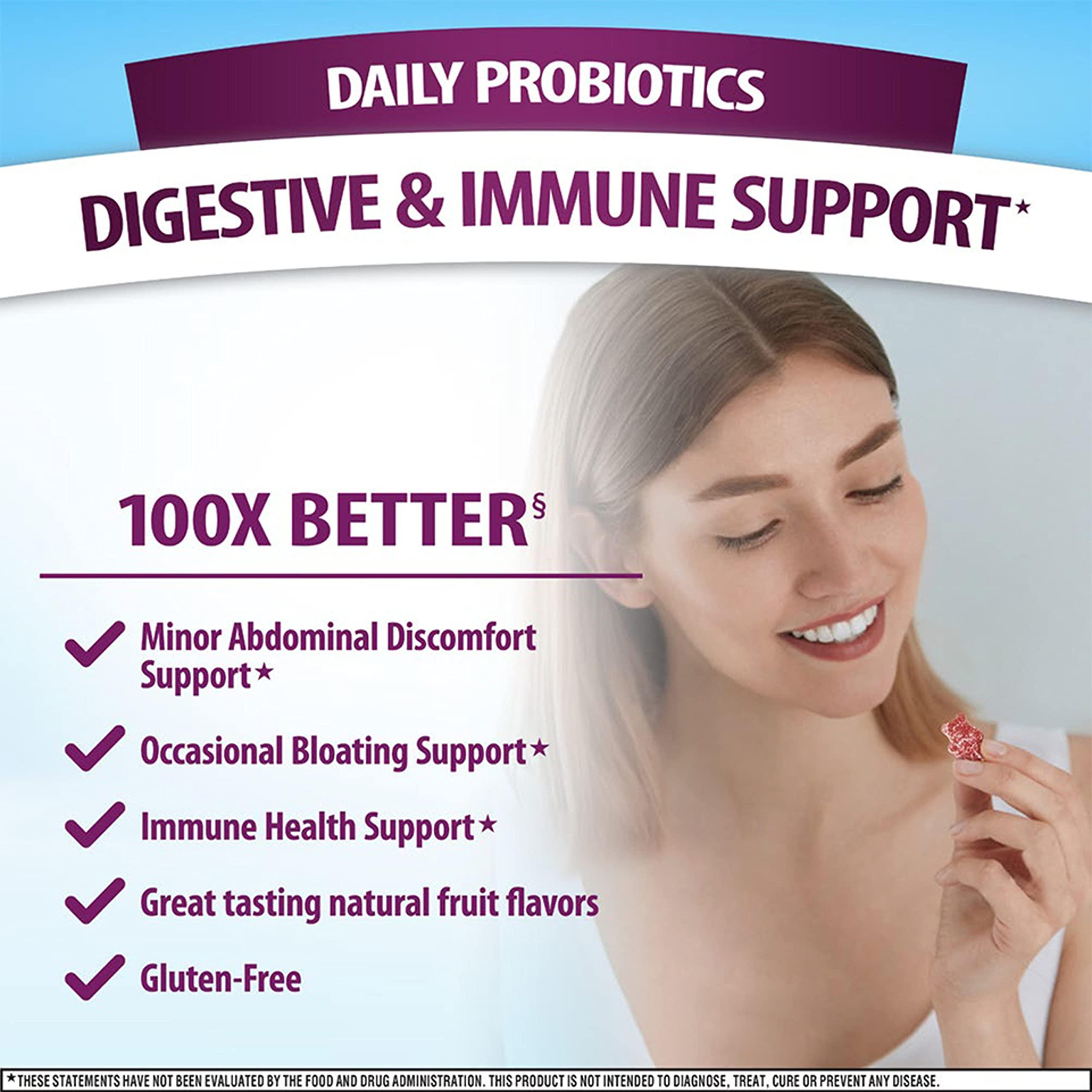Digestive Advantage Digestive Advantage Probiotic Gummies for Digestive Health, Daily Probiotics for Women & Men, Support for Occasional Bloating, Minor Abdominal Discomfort & Gut Health, 2x90ct Bottles Superfruit