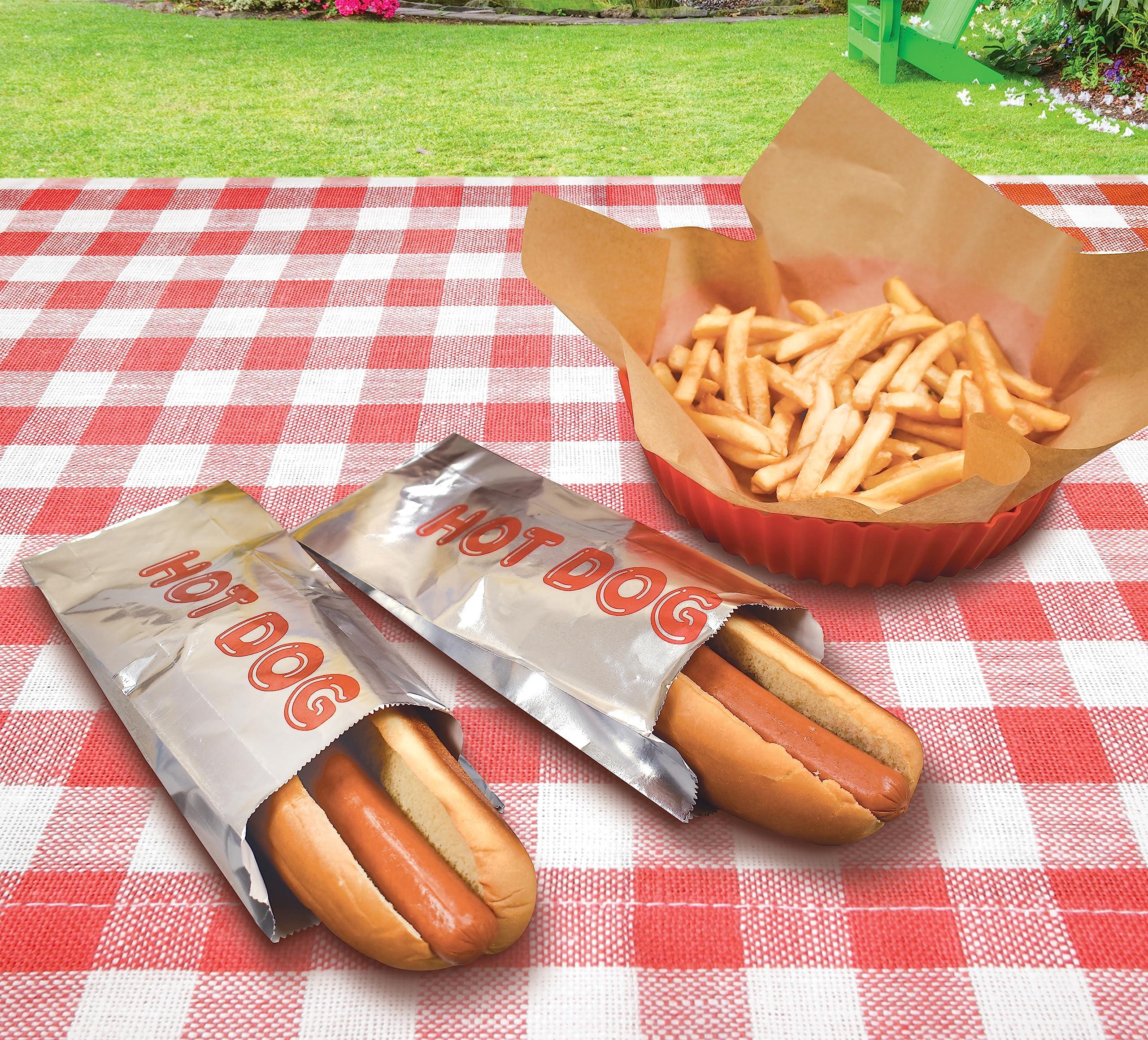 Better Kitchen Products Better Kitchen Products Foil Hot Dog Wrappers, 9\" x 3.7\", Insulated Grease Resistant Hot Bag Sleeves, Disposable Foil Paper Hot Dog Bags (50 Pack)
