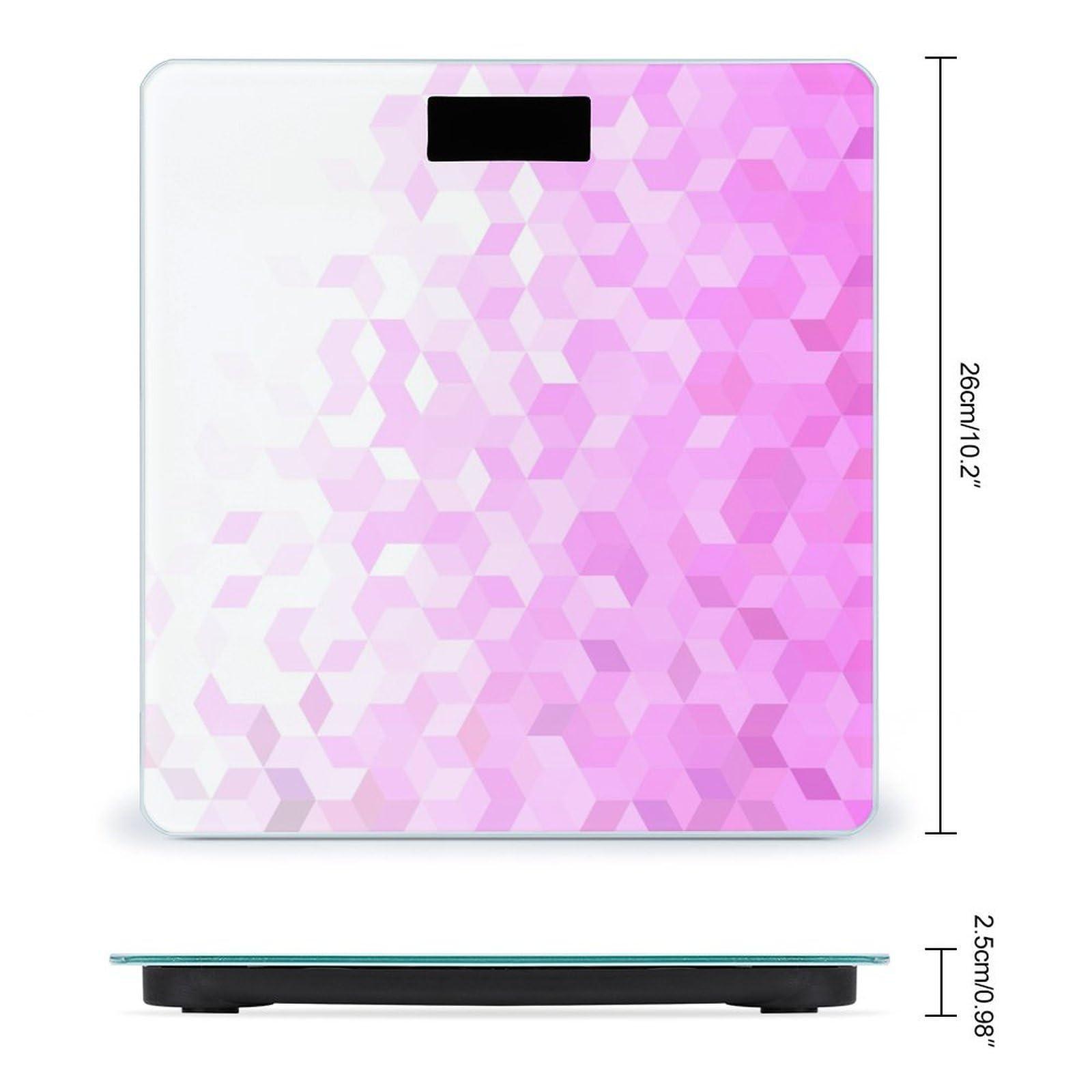 XKAWPC Pink Diamond Pattern Digital Scale for Body Weight Smart Weight Scale Bathroom Body Scale for Home Bedroom