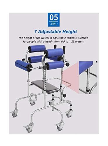 RHXWFDG Walker Walkers for Elderly with Seat and Handles 6 Wheels Heavy Duty Steel Mobility Rolling Durable Mobility Aid for The Disabled Walking Mobility Aid