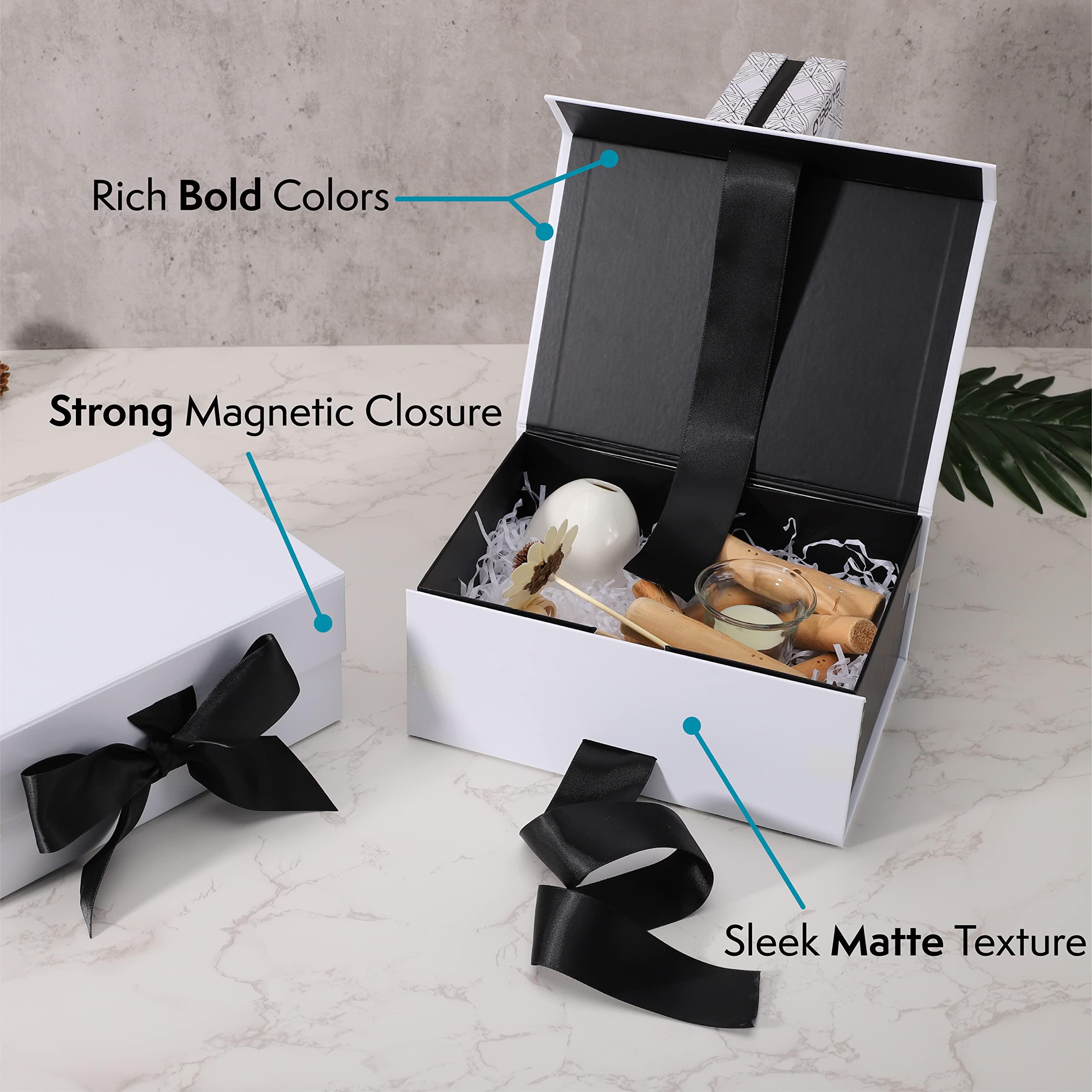 PACK2PACK PACK2PACK Luxury Foldable Gift Box with Fixed Ribbon | Collapsible Box with Magnetic Closure | Weddings, Bridal Showers, Corporate Gifts | 100% Recycled Paper (Medium Large, Metallic Copper)