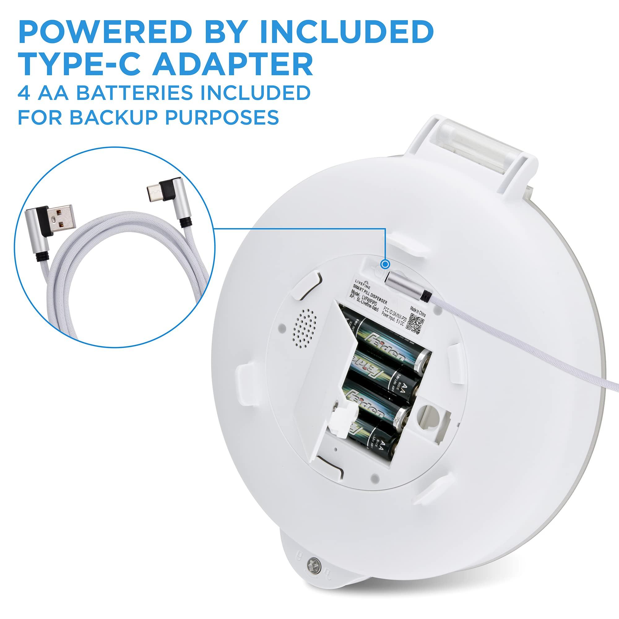 Live Fine LiveFine Smart WiFi Automatic Pill Dispenser | 28-Day Medication Organizer Up to 9 Doses Per Day for Care Monitoring with Locking Key, Adjustable Light/Sound Alarms for Prescriptions & Vitamins