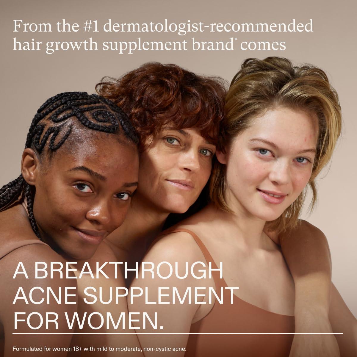 Nutrafol Nutrafol Clear Skin Acne Supplement for Women, Clinically Tested for Clearer, Smoother Skin, Physician-Formulated, Vegan - 1-Month Supply, 1 Pouch