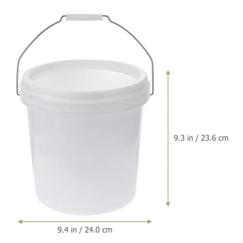 Housoutil Housoutil Water White Plastic Bucket with Handle Lid 8L Ice Cream Tub Heavy Duty Portable All Pail Bucket Container for Food Toy Treasure 5 Gallon Bucket 5 Gallon Bucket 5 Gallon Bucket