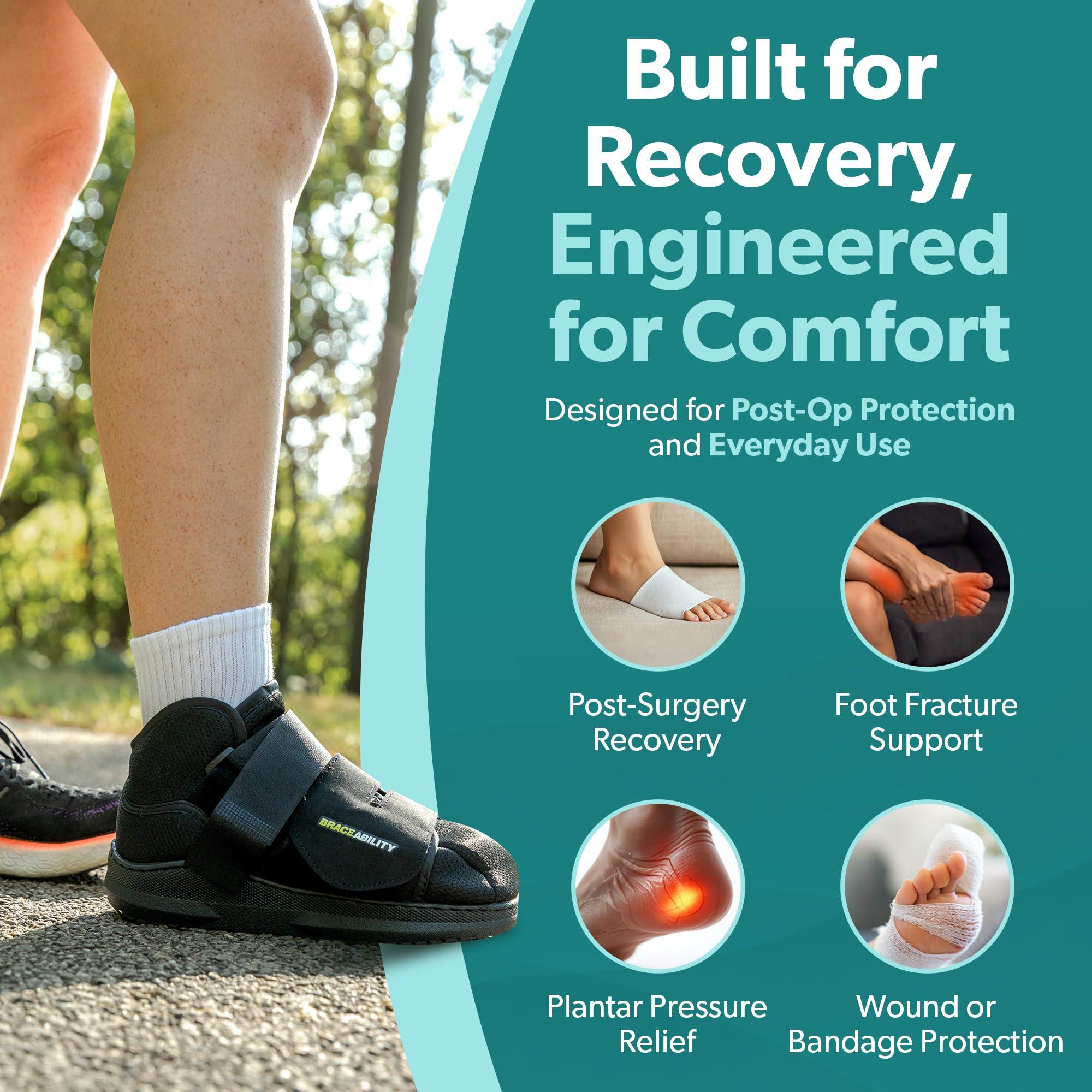 BraceAbility BraceAbility Closed Toe Medical Walking Shoe - Lightweight Broken Toe Cast Boot, Fracture Foot Brace for Metatarsal Stress Fracture, Post-op Bunion, Hammertoe Recovery - For Men or Women (XL)