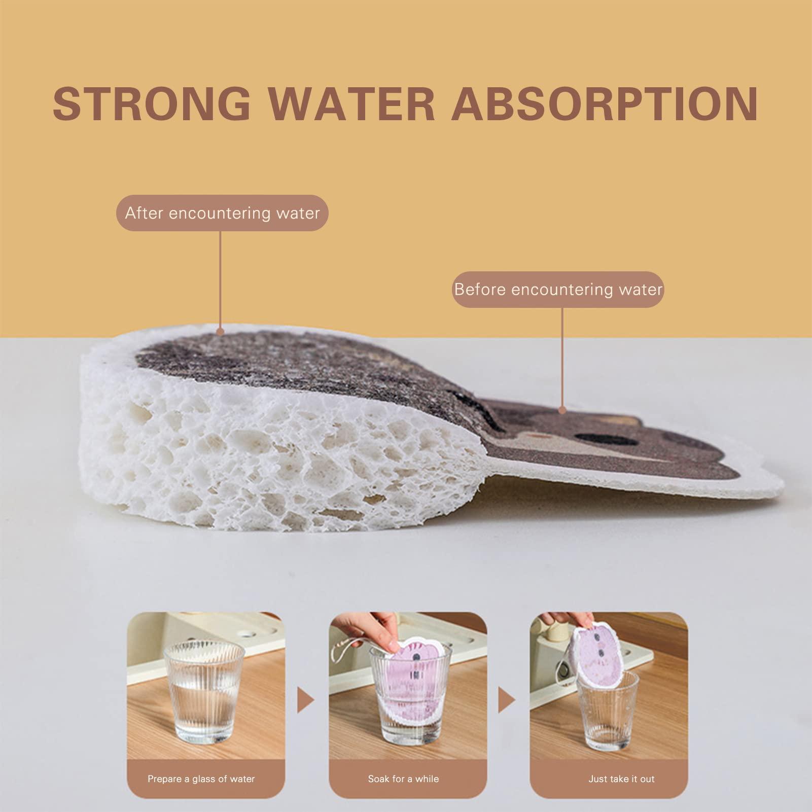 Generic dish sponge eco friendly Dishwashing Sponge Wipe Compressed Wood Pulp Cotton Reusable for Kitchen Hanging Sponge Wipe Non Scratch Double Sided Tools Dishwashing Products (Color : Gray)