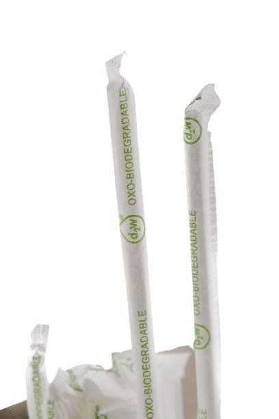 EcoQuality EcoQuality Oxo-Biodegradable Clear Disposable Drinking Straws 7.75 inch Compostable Jumbo Drinking Straw Individually Wrapped - Soda, Milkshake, Smoothie, Plastic Alternative, Eco-Friendly (24 BOXES)