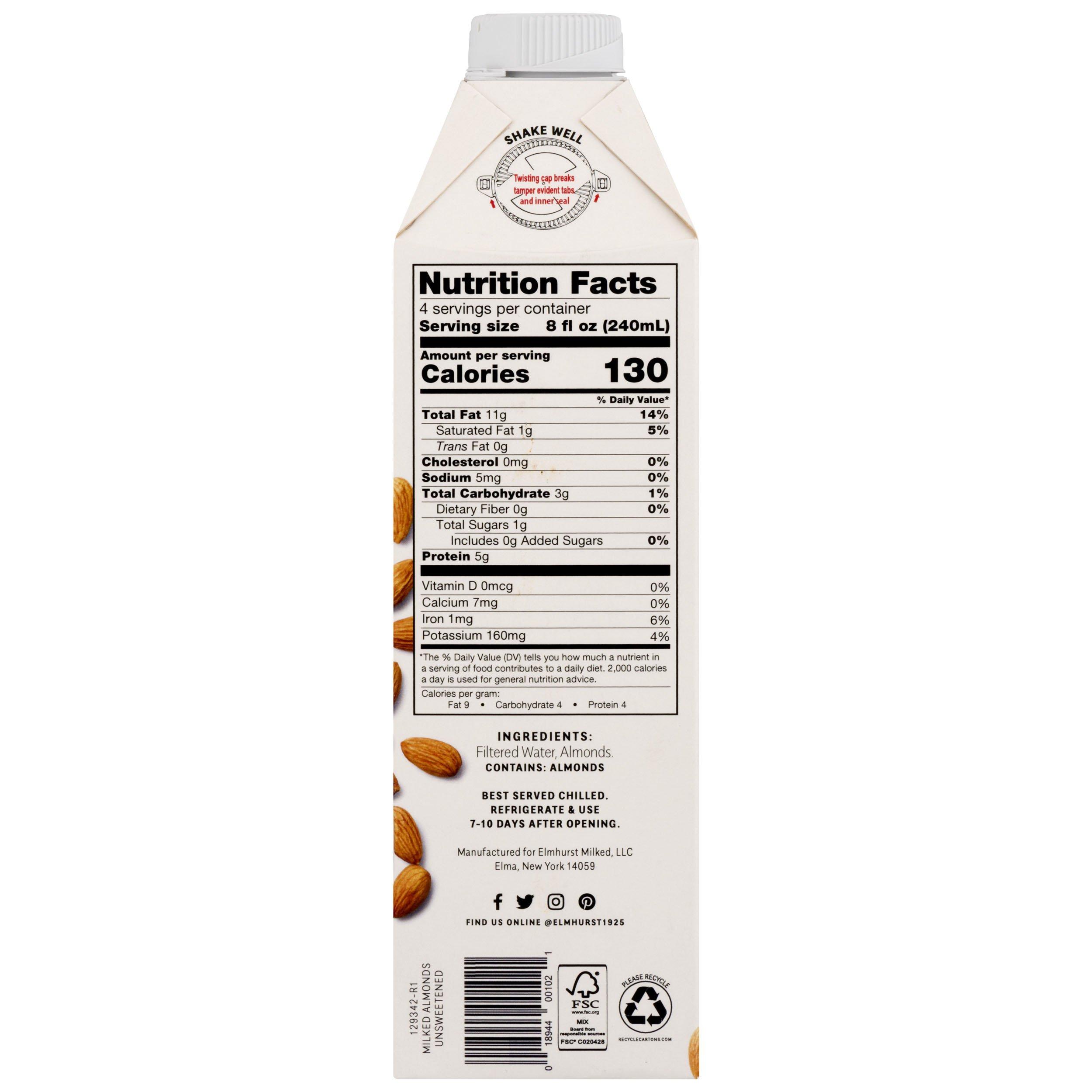 Elmhurst ELMHURST Unsweetened Almond Milked, 32 FZ