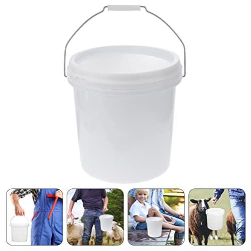 Housoutil Housoutil Water White Plastic Bucket with Handle Lid 8L Ice Cream Tub Heavy Duty Portable All Pail Bucket Container for Food Toy Treasure 5 Gallon Bucket 5 Gallon Bucket 5 Gallon Bucket