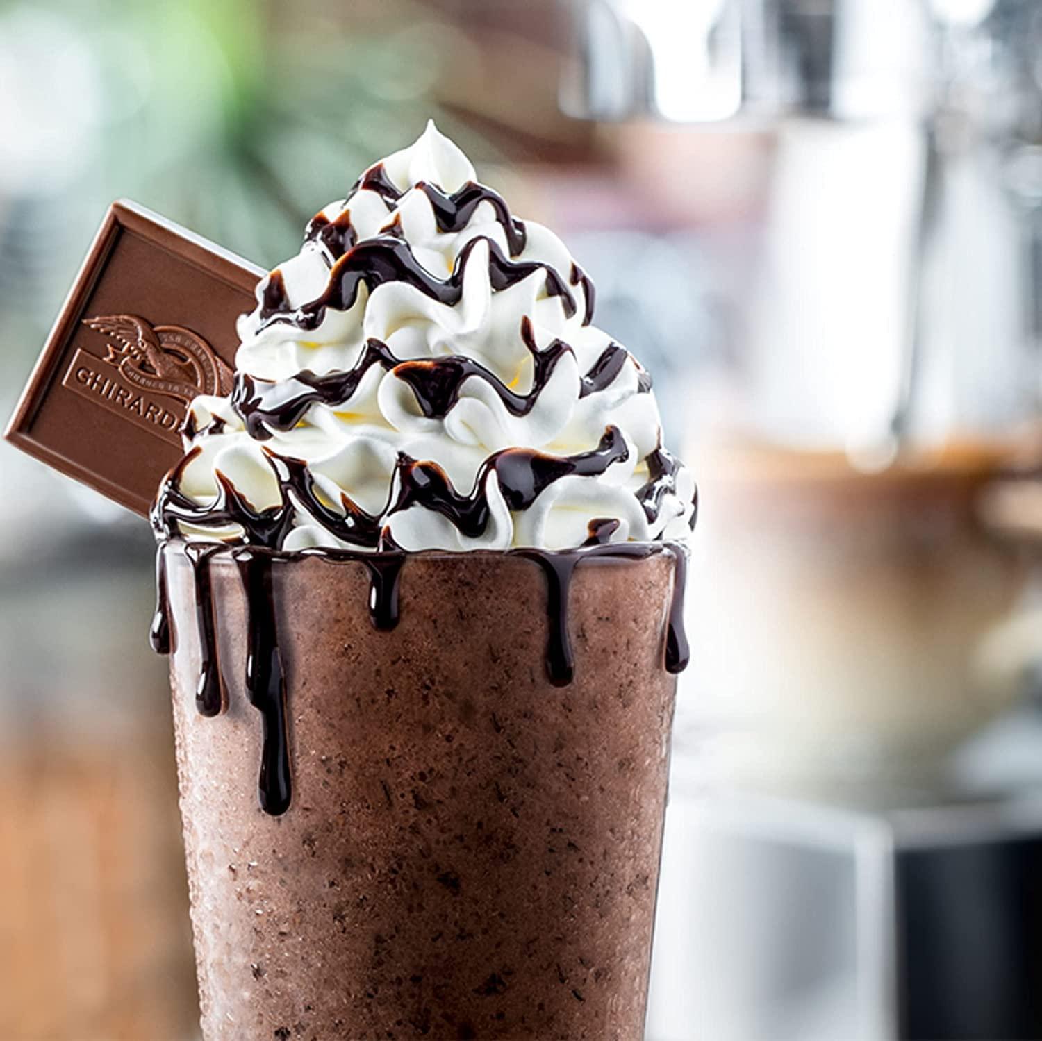 By The Cup Ghirardelli Chocolate Sauce, 16 Ounce Squeeze Bottle with Ghirardelli Stamped Barista Spoon