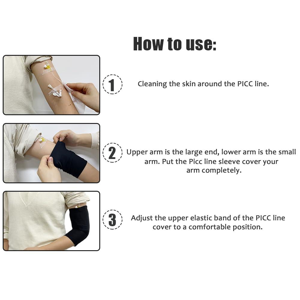 MENURSY MENURSY PICC Line Cover for Arm Cast Sleeve Protective - UltraSoft Elbow Wound Nursing Supplies, Fit for Arm Circumference 9\"-14\",(2 Pcs Black)