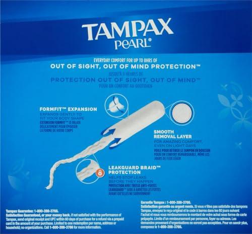 Tampax Tampax Pearl Tampons Multipack, Regular/Super Absorbency, with Leakguard Braid, Unscented, 34 Count (Pack of 2)