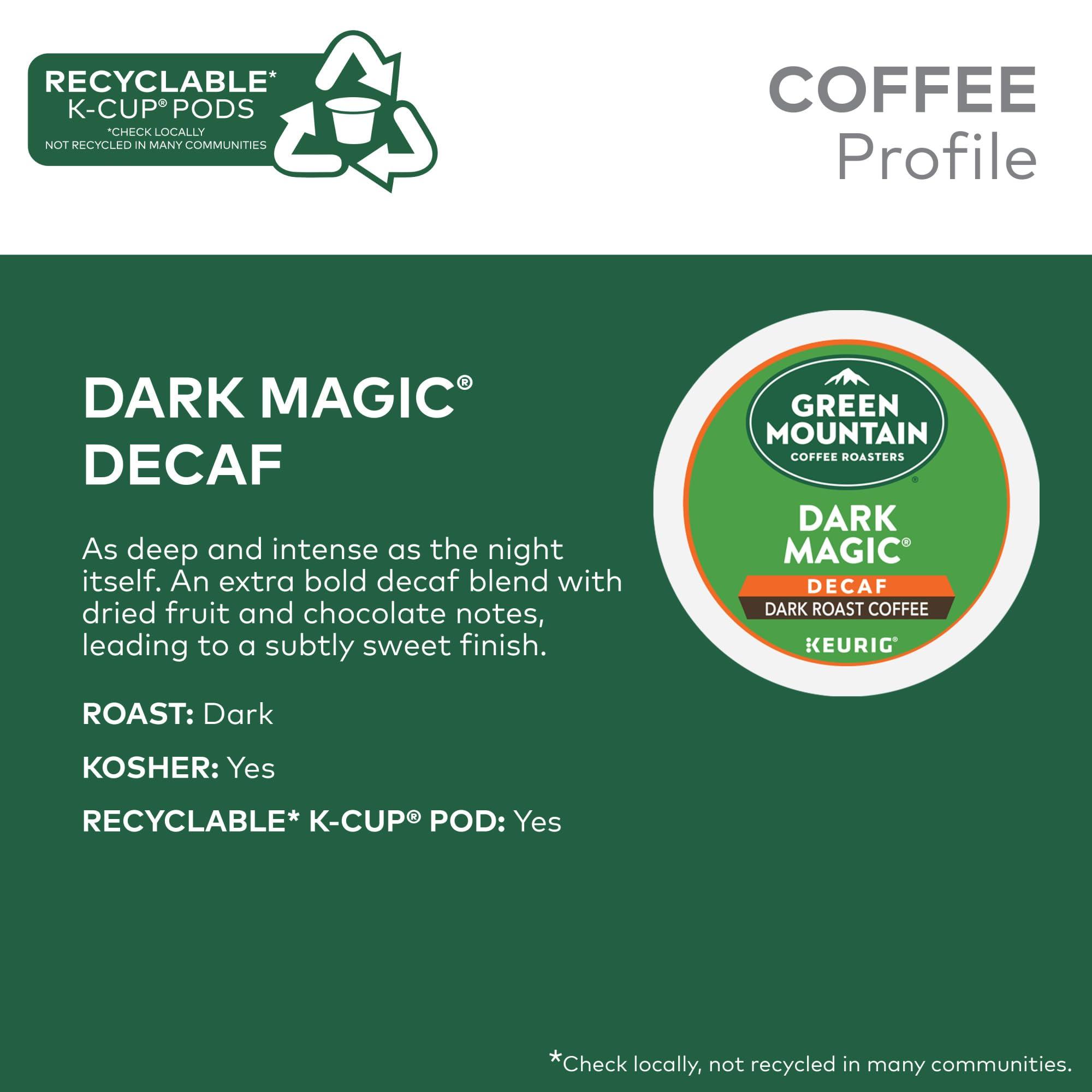 Green Mountain Coffee Roasters Green Mountain Coffee Dark Magic Decaf, Keurig Single Serve K-Cup Pods, Dark Roast Coffee, 60 Count, (6 Packs of 10)