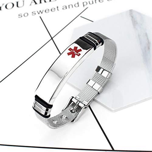 ZKXXJ ZKXXJ Medical Alert ID Bracelets Pacemaker for Men Women Stainless Steel Medical Sign Identification Bracelet Health Alert Bracelet Allergy Awareness Bracelets,Adjustable