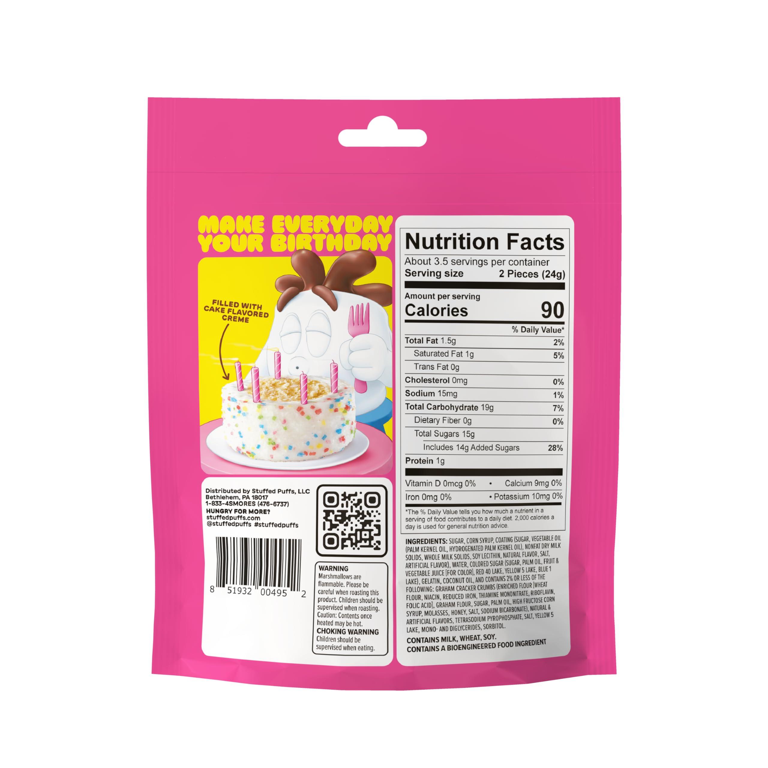 Stuffed Puffs Stuffed Puffs BITES - Birthday Cake Coated Marshmallows 8 Pack, Rainbow Sugar Coated Marshmallows Filled with Cake flavored creme and crumbles, Perfect for Snacking, 8 Bags (2.79 oz each)