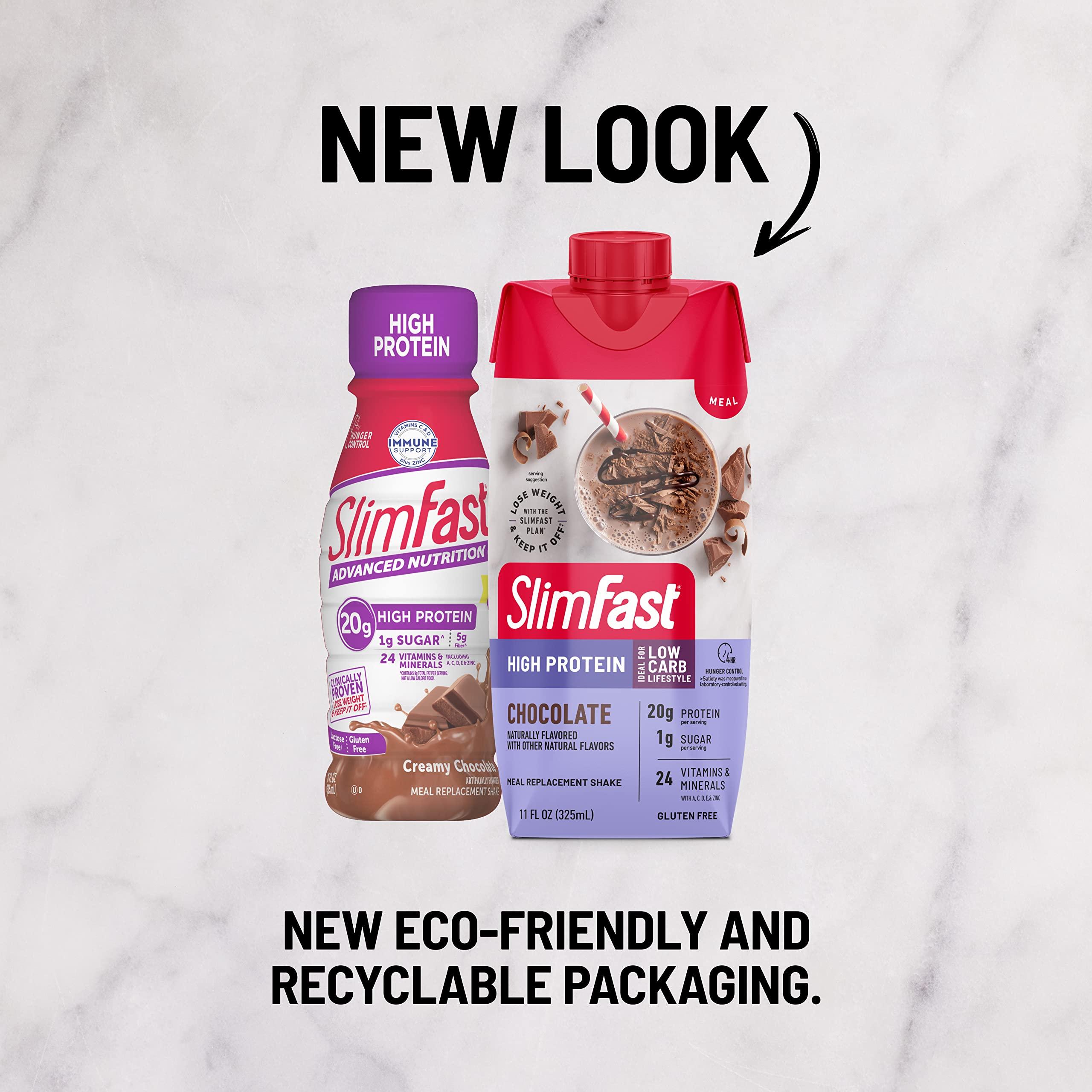 SlimFast SlimFast Protein Shake & Atkins Milk Chocolate Delight Protein Shake, 15g Protein, Low Glycemic, 2g Net Carb, 1g Sugar, Keto Friendly, 12 Count