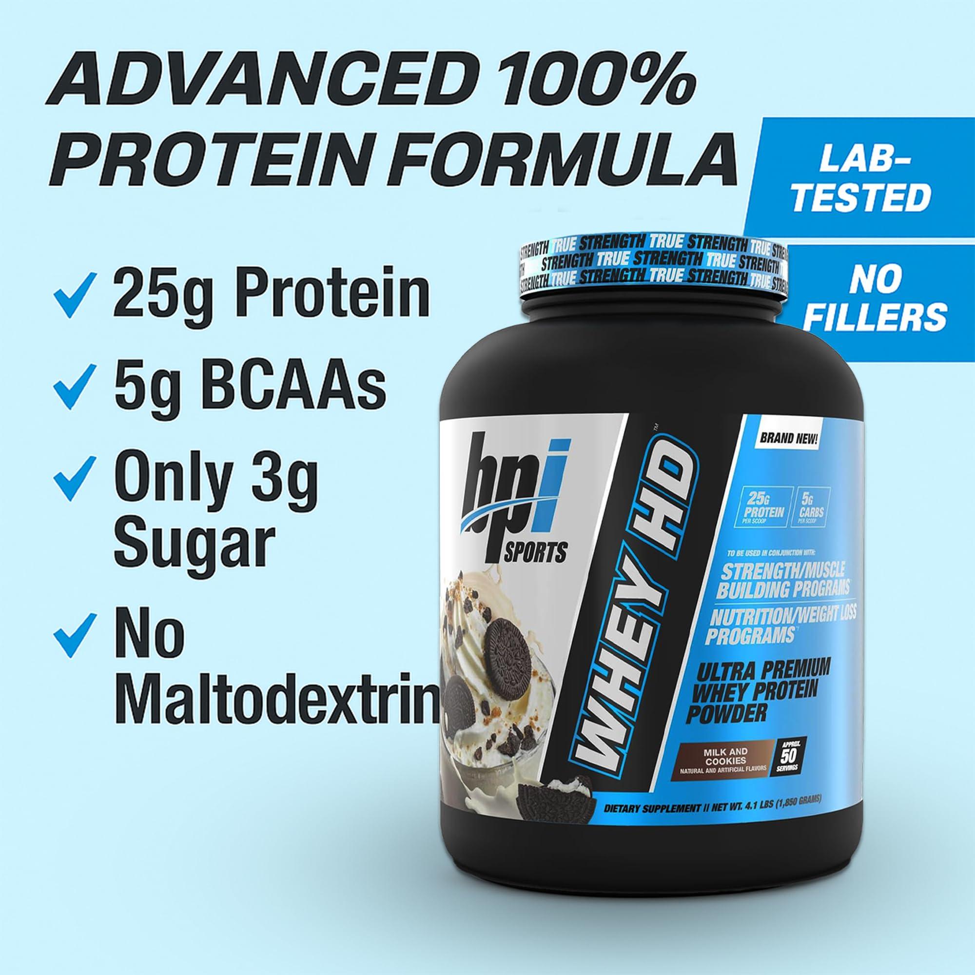 BPI Sports BPI Sports Whey HD Ultra Premium Protein Powder, Milk and Cookies, 4.1 Pound