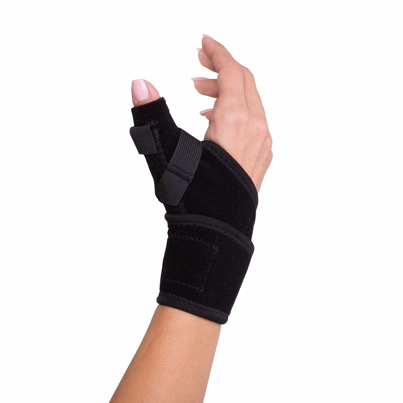 DonJoy DonJoy DA161TB01-BLK Wrap Around Stabilizing Thumb Splint, Black, Adjustable, Fits 5.5\" to 9.5\"