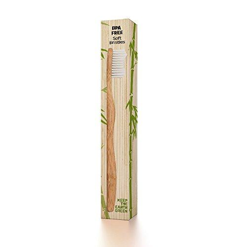 24k Organic Natural Bamboo Wood Toothbrush Soft White Bristles by 24k Organic--Biodegradable, BPA Free, Eco-Friendly, Vegan Friendly, Environmentally Clean–Go Green Dental Care for Entire Family (Single Pack)