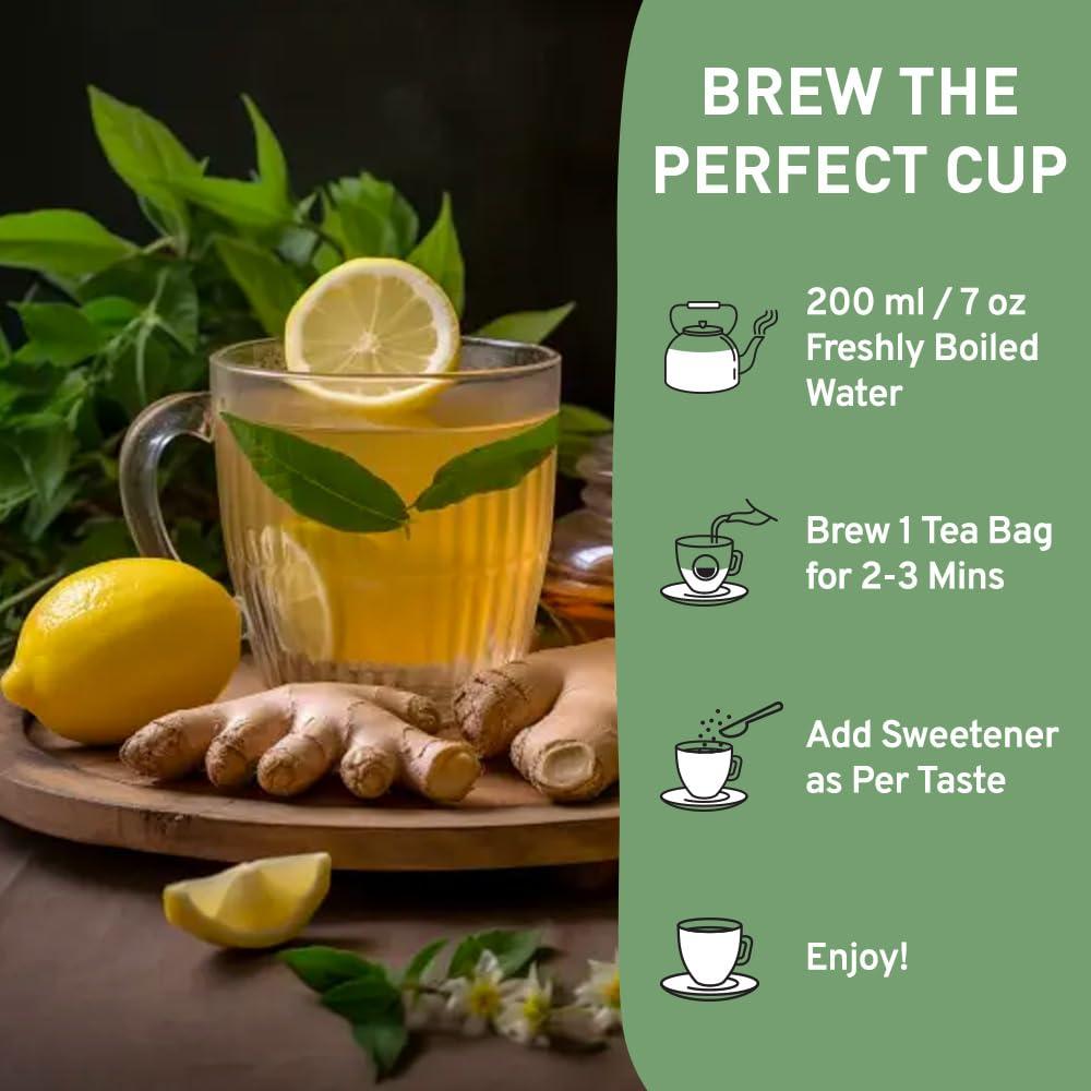 HANDPICK HANDPICK, Lemon Ginger Herbal Tea, Eco-conscious Tea Bags - 100 Pyramid Tea Bags | 100% Natural Ingredients, Hand-made Blend of Lemon & Ginger | Caffeine Free, Gluten Free | No Artificial Ingredients