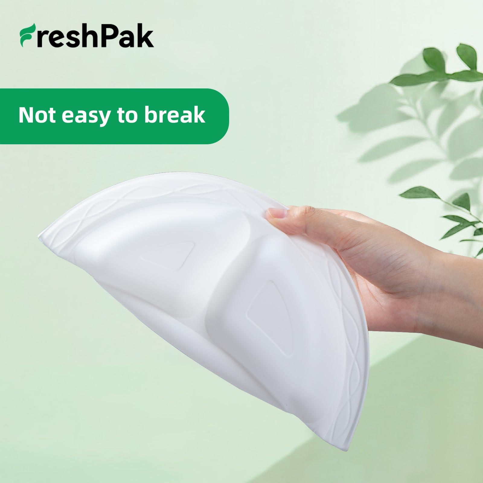 FRESHPAK FRESHPAK White Plastic Plates, Reusable 9 Inch 3 Compartment Dinner Plates Heavy Duty Microwave Safe Plates Convenience Elegance MFPP Party Plates